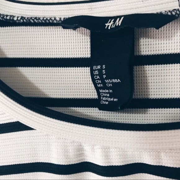H&M Textured Ribbed Knit Horizontal Striped Color Block Dress Size Small - Picture 5 of 5
